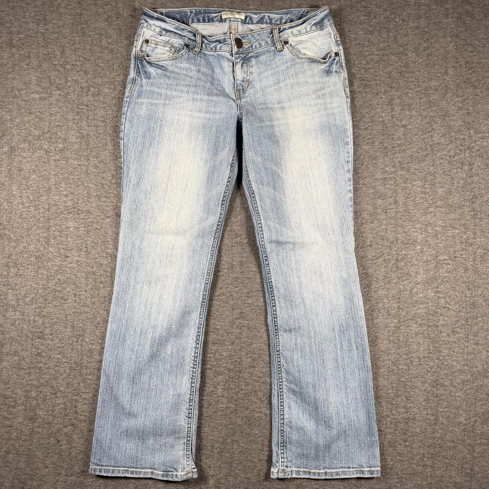Aeropostale Chelsea Bootcut Jeans Juniors 9/10 Light Wash Mid Rise Stretch Denim